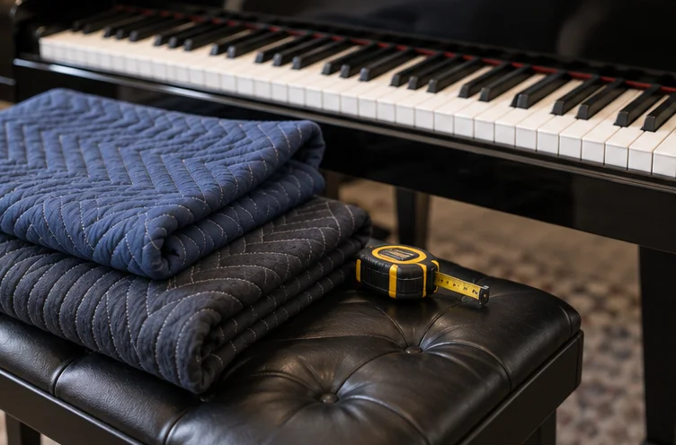 Piano keys, protective blankets and a measuring tape